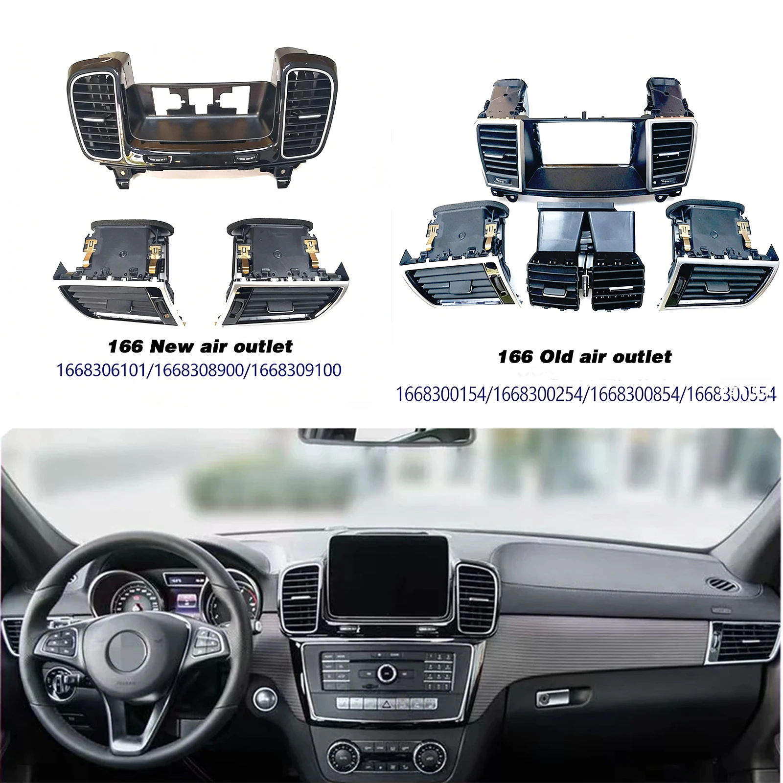 NEW/OLD Air Conditioning Outlet Vents Air Conditioner for Mercedes Benz GLS GLE 1668300154/0254 1668309100/9200 Car Accessories