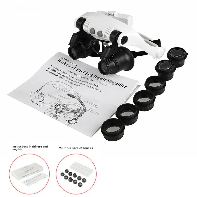 

9892GJ-3A Head-mounted/Helmet Simple Version with Light Watch Repair Appraisal LED Magnifier