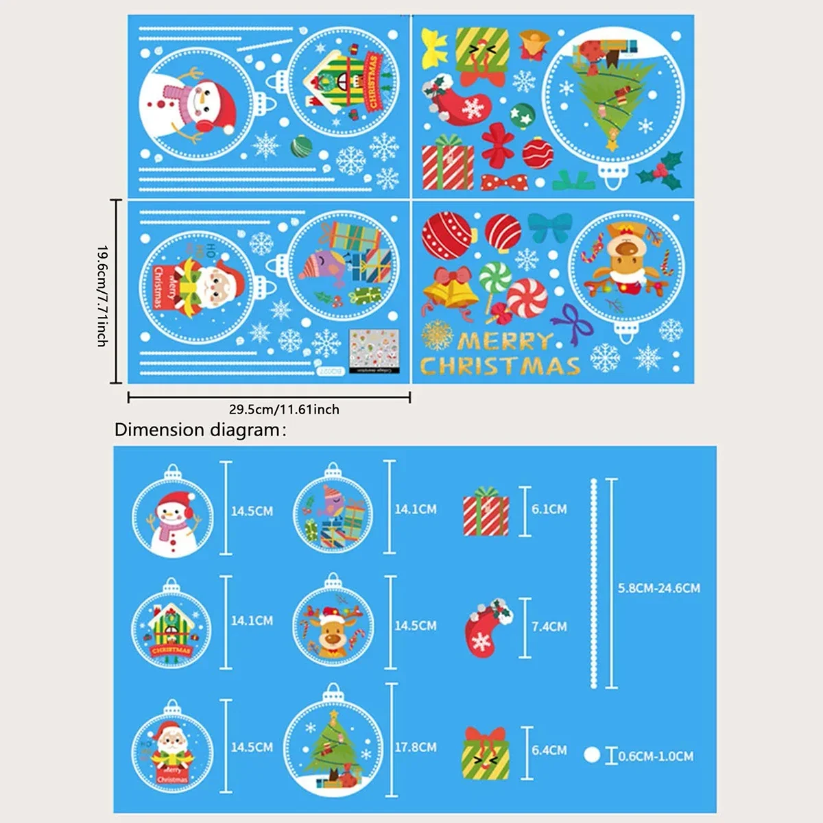 1PC -2024 Merry Christmas Glass Window Stickers Santa Snowflake Elk Tree Snowman Decals Sticker Christmas Decorations For Home