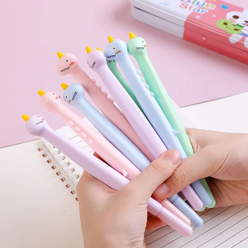 

12 Pcs Creative Soft Glue Shark Three-dimensional Neutral Pen 0.5mm Black Fountain Pen Signature Student Learning