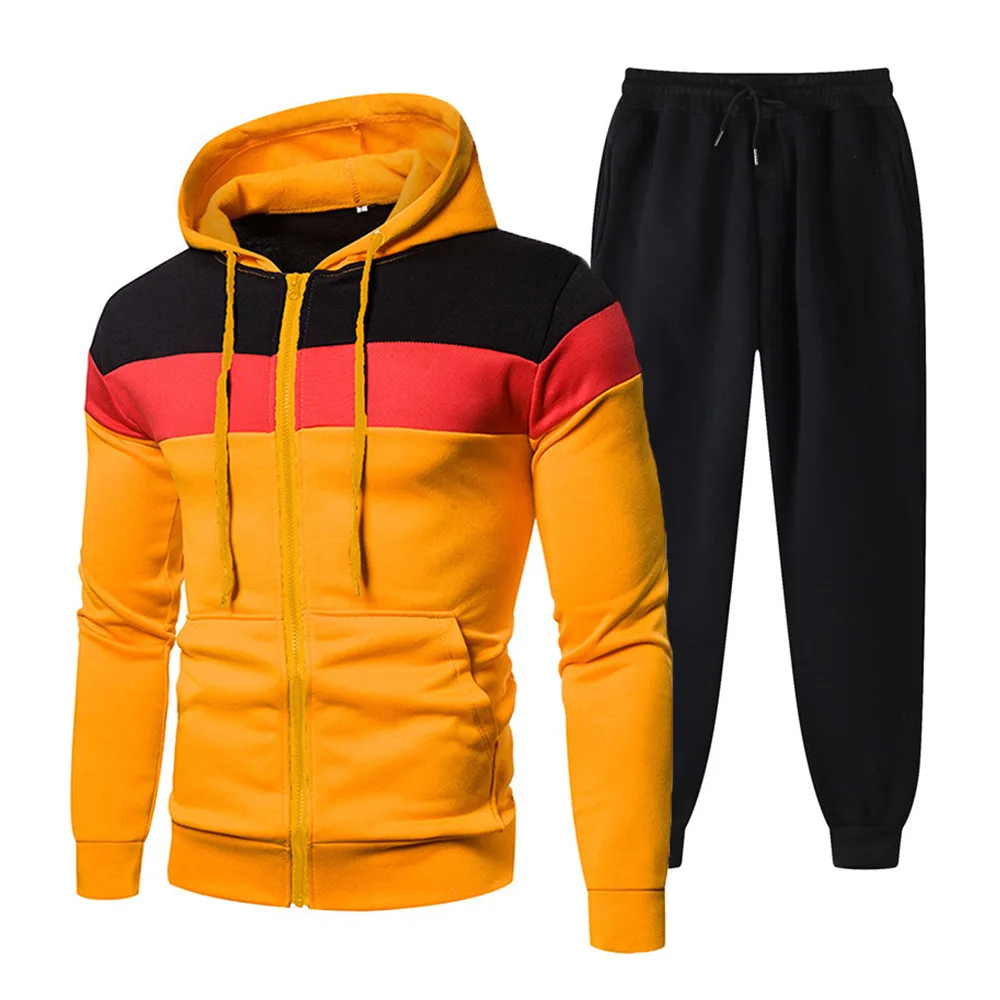 Moletom com capuz de veludo outono/inverno grande casual quente conjunto de duas peças esportes masculinos moletons para homens