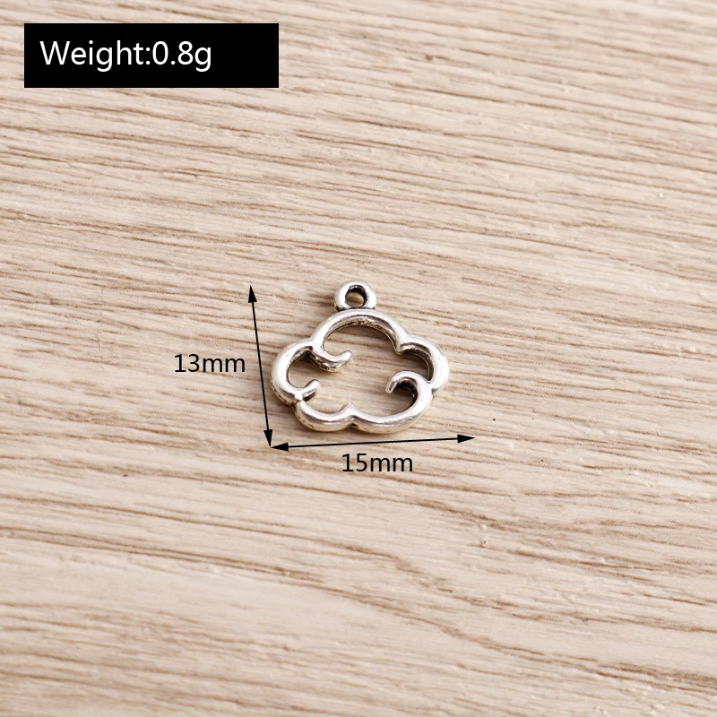 Tusember 30 Stück 13*15mm Sommer-Legierungs-Hohle-Wolken-Anhänger für DIY-Halsketten, Ohrringe, handgefertigte Schmuckherstellung und Zubehör – Detail 2