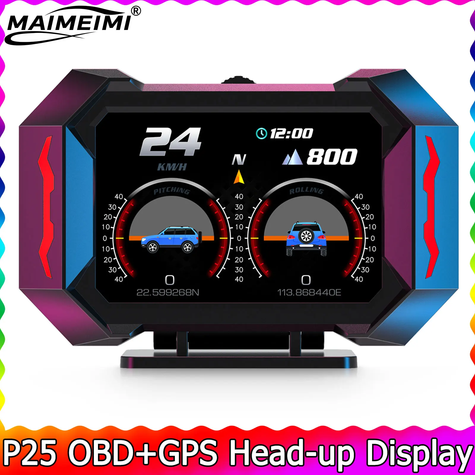 

P25 Head Up Display LCD OBD Vehicle Speed Car OBD GPS HUD Water Temperature Gauge Voltmeter Fuel Consumption Multifunctional