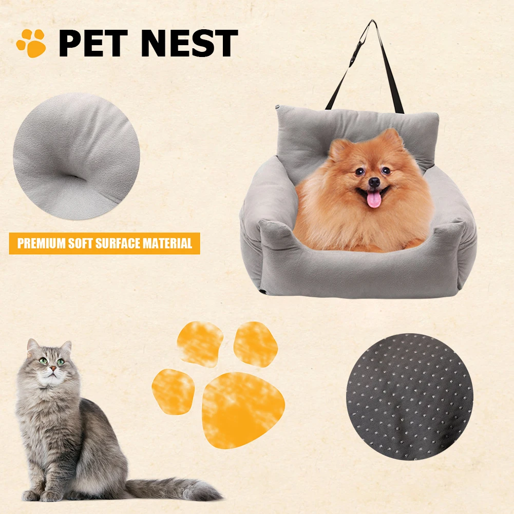 

Dog Car Seat Small Dogs Carrier Bag with Safety Leash Soft Dog Booster Seats Anti Slip for Small Dogs for Outdoor Travel