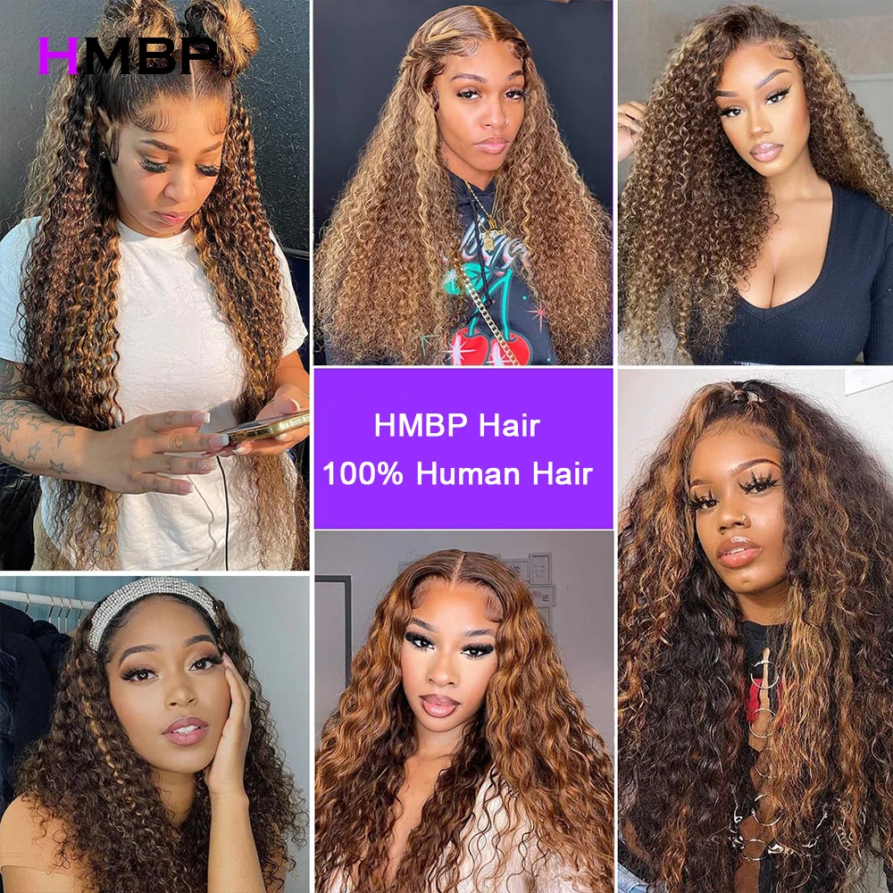 400 Density P427 Guleless 13x6 Hd Lace Frontal Wig Human Hair Jerry Curl Highlight Honey Blonde Wigs 100% Human Hair Pre Plucked