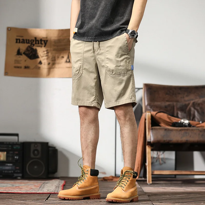 

Повседневная рабочая одежда Waed, мужские летние брюки в американском стиле ретро, модные брендовые прямые свободные брюки длиной пять четвертей, свободный крой