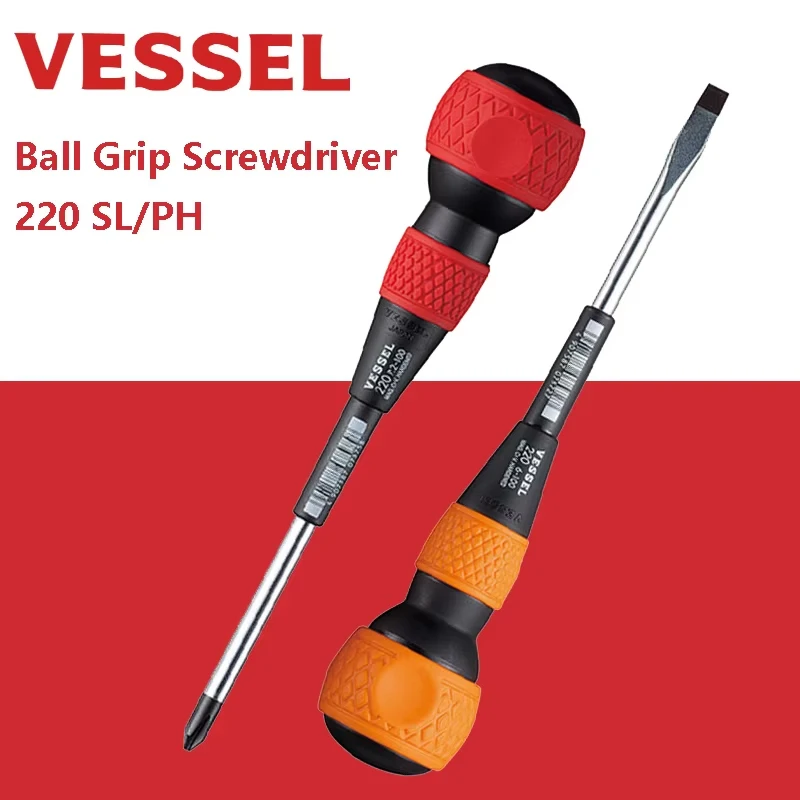 

VESSEL 220 Ball Grip Screwdriver with High Precision Black Point Tip Slotted / Phillips Screwdriver Series Magnetic Repair Tool