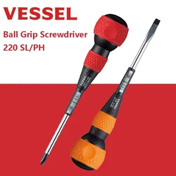VESSEL 220 Ball Grip Screwdriver with High Precision Black Point Tip Slotted / Phillips Screwdriver Series Magnetic Repair Tool