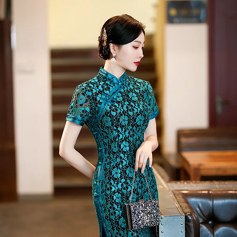 Cheongsam Bride Sexy Artistic Toast Clothing Special-Interest Design Catwalk Retro Banquet Clothes Photography New Chinese Style