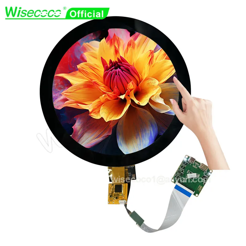 7 Inch Round LCD Screen 1080x1080 IPS TFT Circular Display Capacitive Touch 10 Point High Brightness HD-MI Controller Board