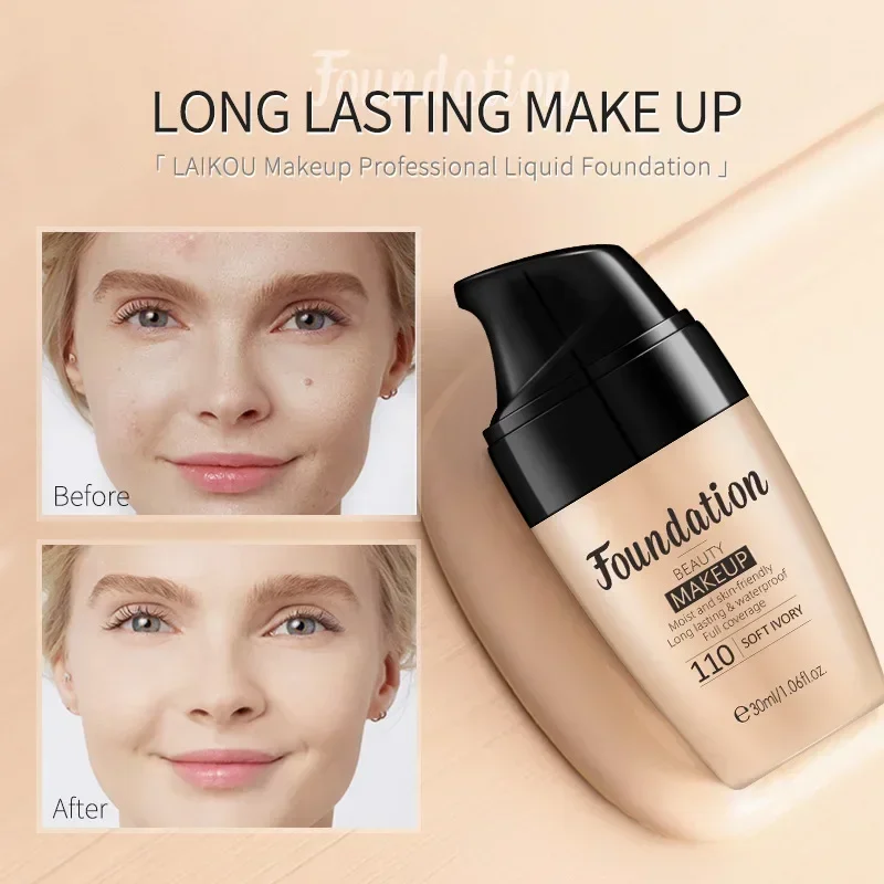 30ml Liquid Foundation Concealer Face Base BB Cream Long Lasting Waterproof Cover Acne Spot Full Coverage Professional Makeup