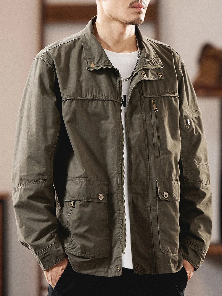 

American Retro Workwear Jaet Men Spring Autumn 2025 New Outdoor Casual Trendy Brand Stand Collar Flight Jaet Cotton Long ...