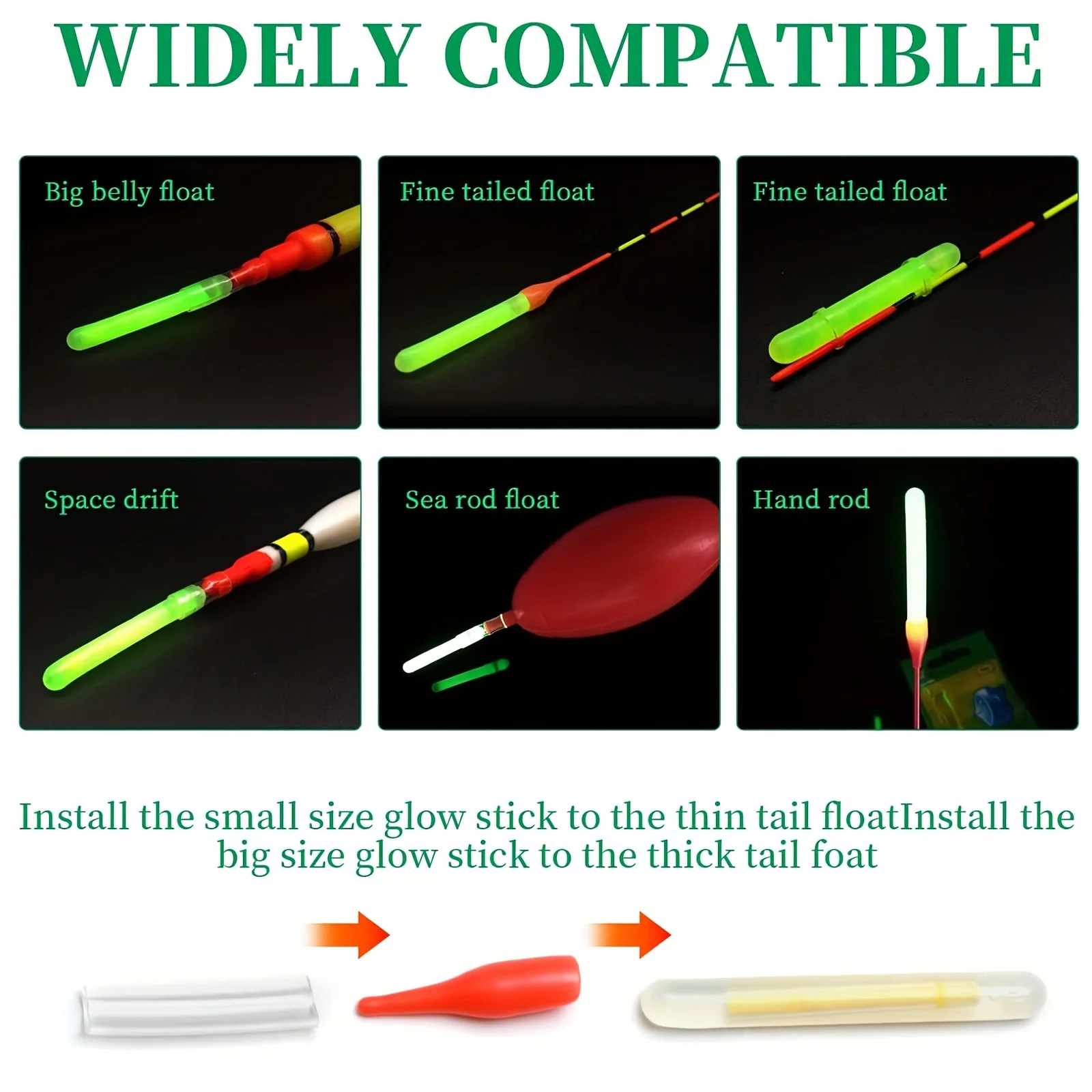100 قطعة مجموعة أعواد الصيد المتوهجة ، أضواء طرف القضيب ليلة الصيد تعويم توهج العصي مؤشرات لملحقات الصيد الليلي #4