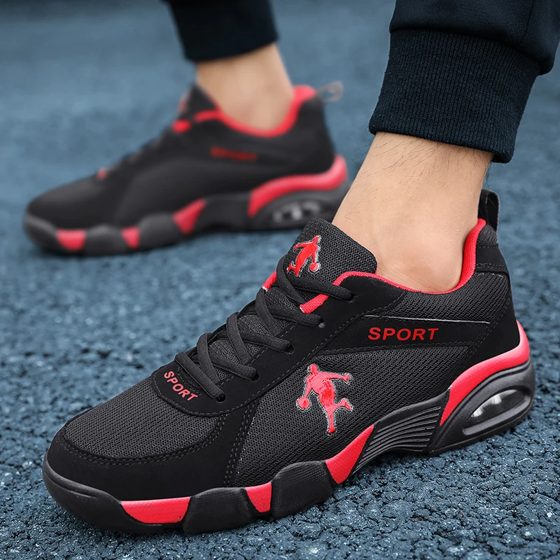 Sapatos para homens respirável sapatos casuais tênis masculinos verão luz malha almofada de ar sapatos esportivos ao ar livre rendas até tênis de treinamento