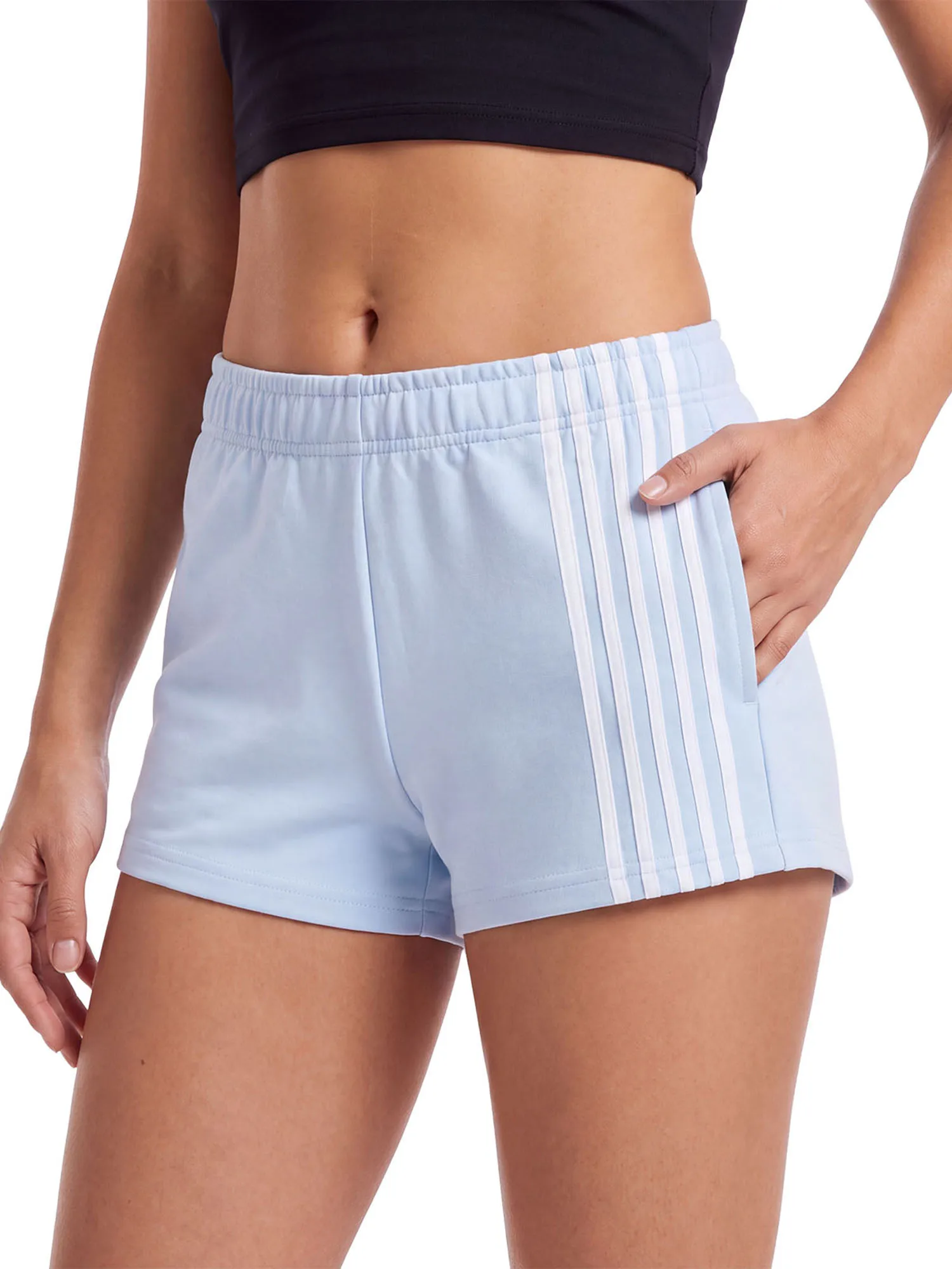 Women Striped Shorts Elastic Waist Casual Summer Streetwear with Pockets