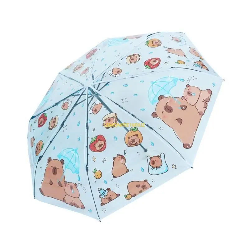 N58C Automatic Open Close Auto Auto Compact Smbrella for Rain Protections Capybara Print