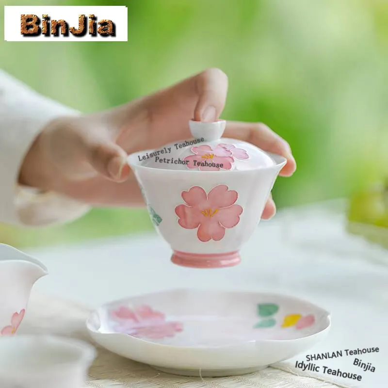 115ml Japanese Arita Porcelain Gaiwan Creative Hand-painted Flower Tea Tureen Tea Brewing Cover Bowl Tea Services Ornaments Gift