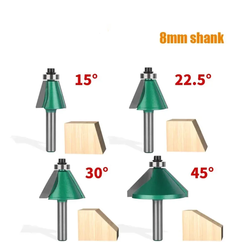 8mm Shank Chamfer Router Bit Carbide Cutter End Mill Face Mill Woodworking Milling Cutter Bit for Wood Tool Wood working bit
