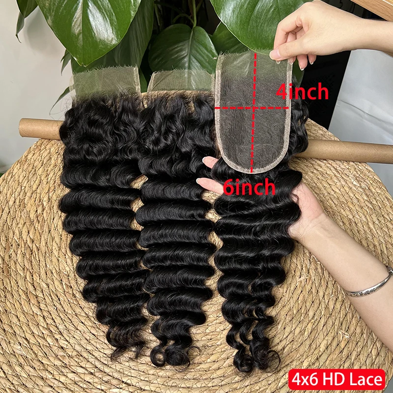 

GDYLuxury Deep Wave 4x6 HD Кружевная застежка Melt Skins 4 на 6 HD Застежка Невидимая HD Кружевная застежка Вьющиеся предварительно выщипанные необработанные волосы