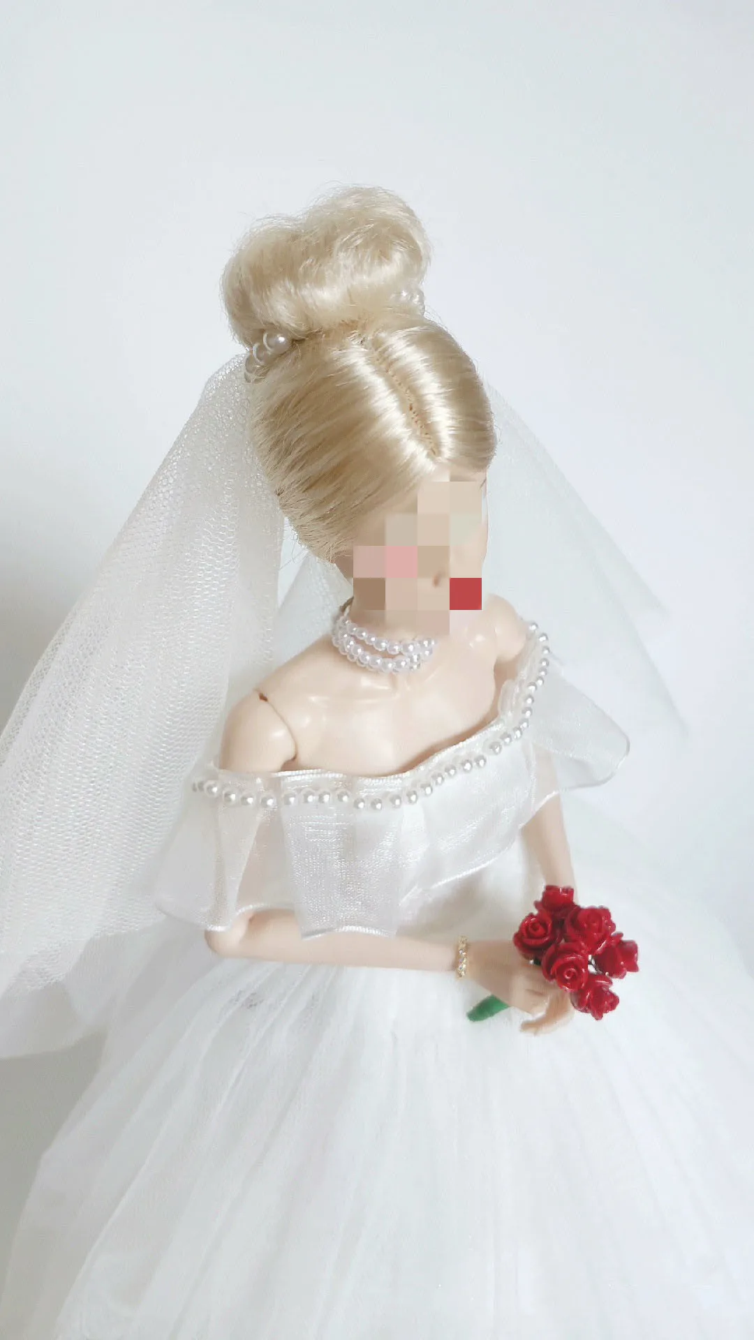 Bjd accessories 1/6 ratio white clothes for doll headdress multi-layer lace wedding dress free shipping