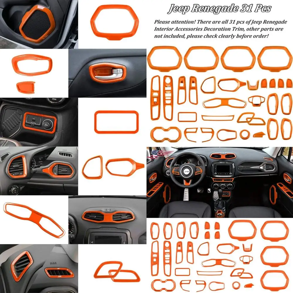 

31 Pcs Car Interior Accessories Decoration Cover Trim Air Conditioning Vent Decoration & Door Speaker & Water Cup Holder & Headl