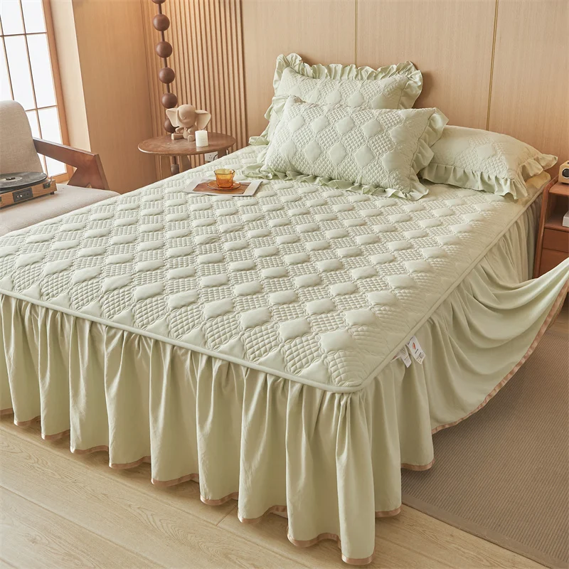 

AI WINSURE-Modern Washed Cotton Quilted Bedspread, Queen King Size, Soft Double Bed Cover, with 2 Pillowcases, 3-piece Set