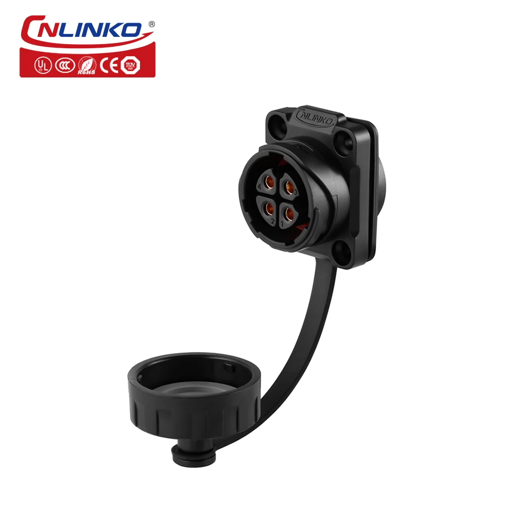 Cnlinko YM Series IP65 4 Pin Power Cable plug socket AC Power Waterproof Connector