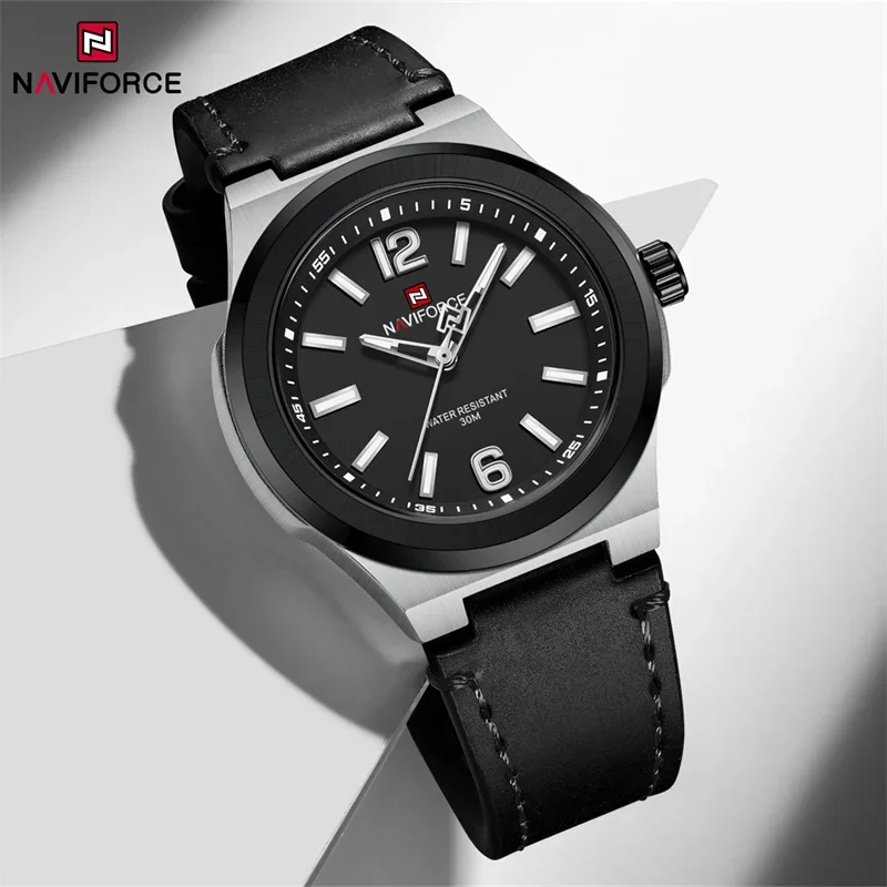 NAVIFORCE NF9233 Original New Luxury Watch For Men Sport Waterproof Clock High Quality Fashion PU Strap Male Quartz Wristwatches