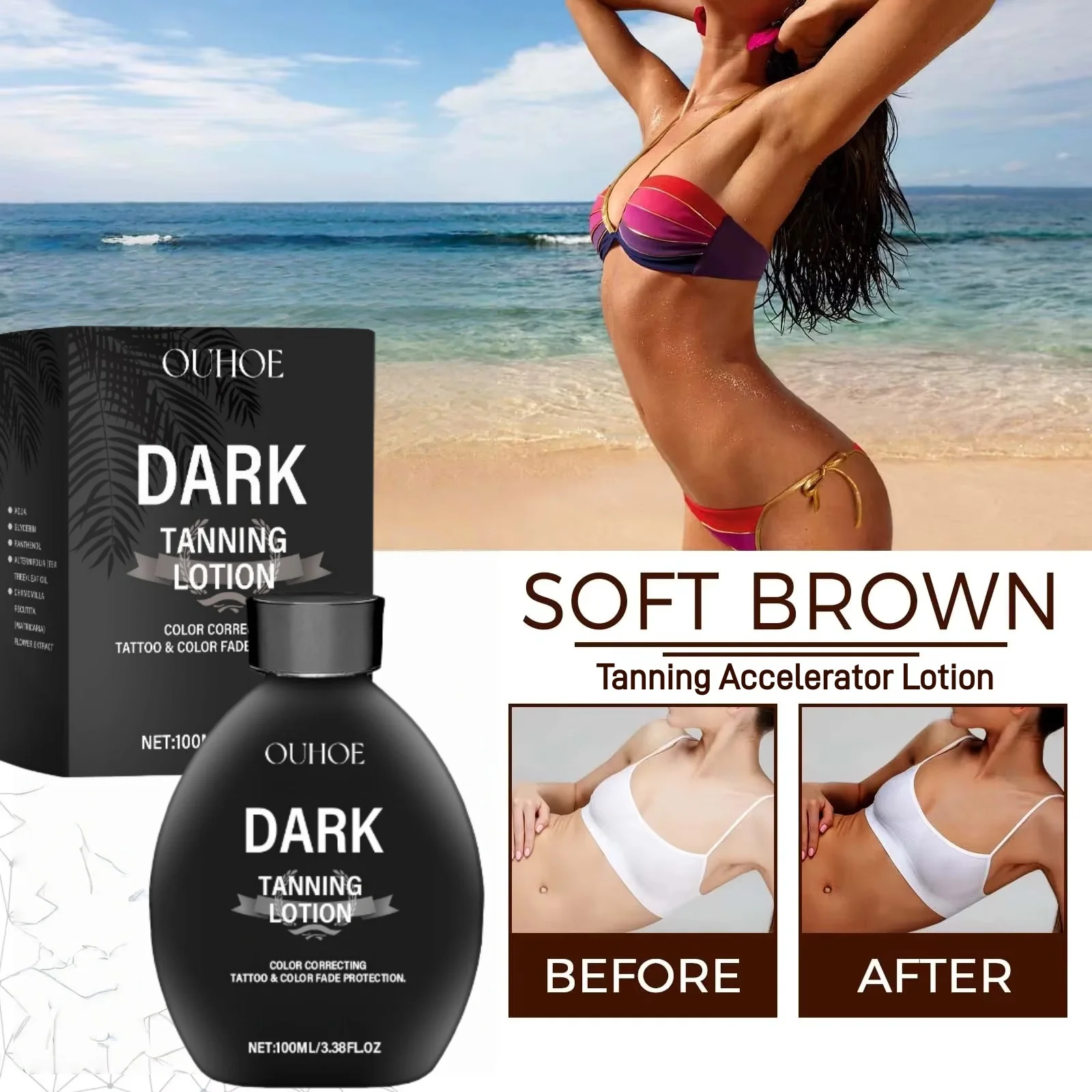 

Лосьон-активатор загара Summer Bronzer для пляжа и солярия, увлажняющий крем для стойкого загара, улучшающий неровный тон кожи