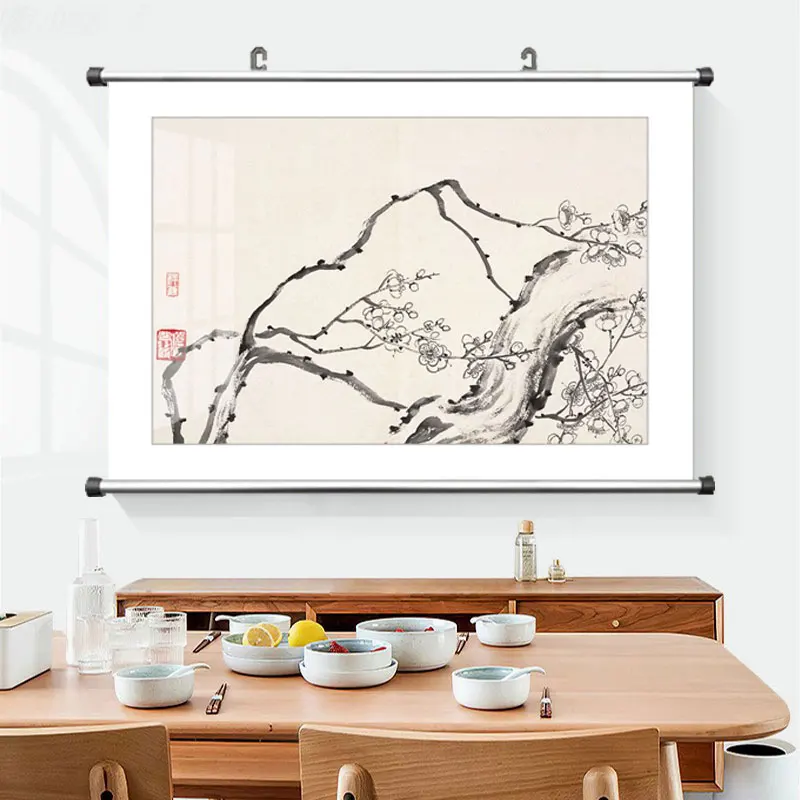 Teahouse Decor Chinese Famous Canvas Painting Qi Baishi Fruit Peach Zen Wall Art Poster Picture Print Office Living Room Home