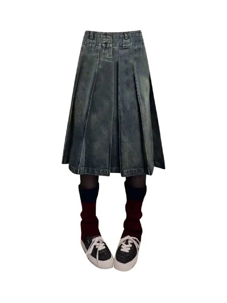 

Plus Size High Waist Waed American Retro Midi Skirt Women plus Size A-Line Skirts Casual Spring Summer Color Skirts