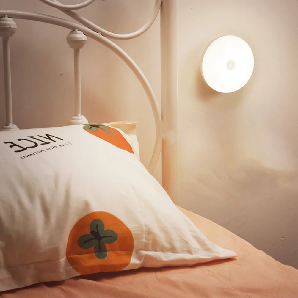 

Touch Sensor Night Light LED Closet Bedroom Lamps Warm Dimmable Bathroom Round Safe Easy Install Indoor Lighting