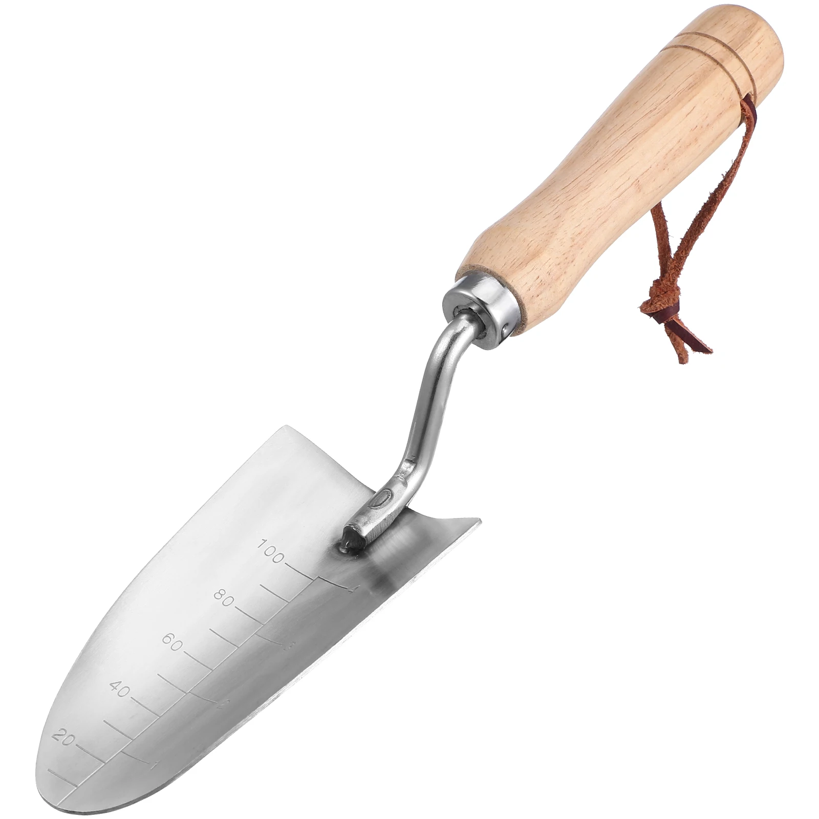 

Stainless Steel Garden Shovel Hand Trowel Small Spade for Digging Planting Transplanting Scale Markings Wooden Handle Anti Rust