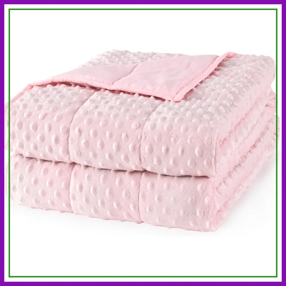 

Minky Dots Weighted Blanket for Adults Queen, 15lbs, 60x80in, Soft Cozy Cooling Throw, Machine Washable, Pink