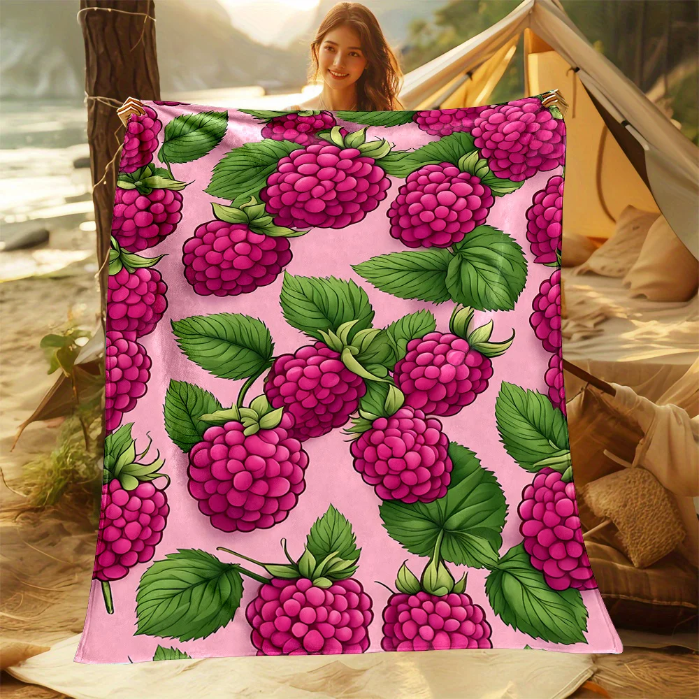 Vibrant Raspberry Fruit Pattern Throw Blanket Sofa Couch Decor Picnic Blanket Throw Gift For Women Home