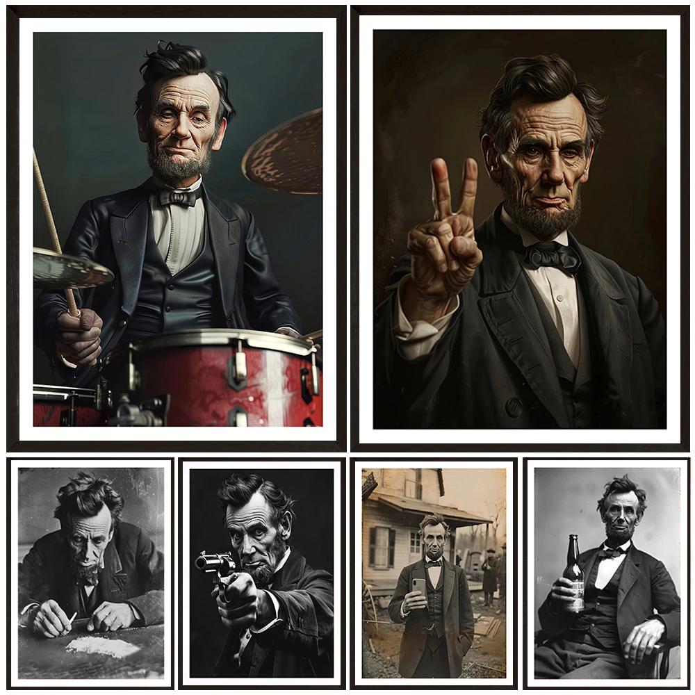 

Hilarious Historical Poster,Funny Historical Decor,Presidential Humor Gift,Abraham Lincoln Selfie Print,Unique Office Artwork