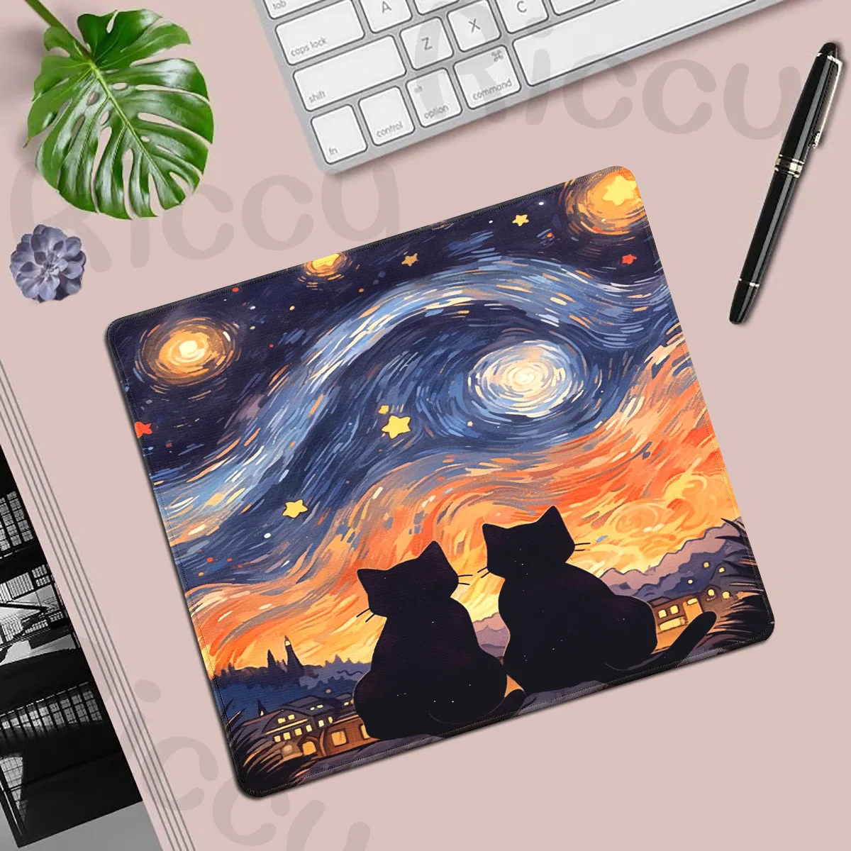 Starry Sky Black Cat Mousepad Office Computer Small Mouse Pad Table Big Keyboard Desk mat Laptop Non-slip Cushion Gaming Mat
