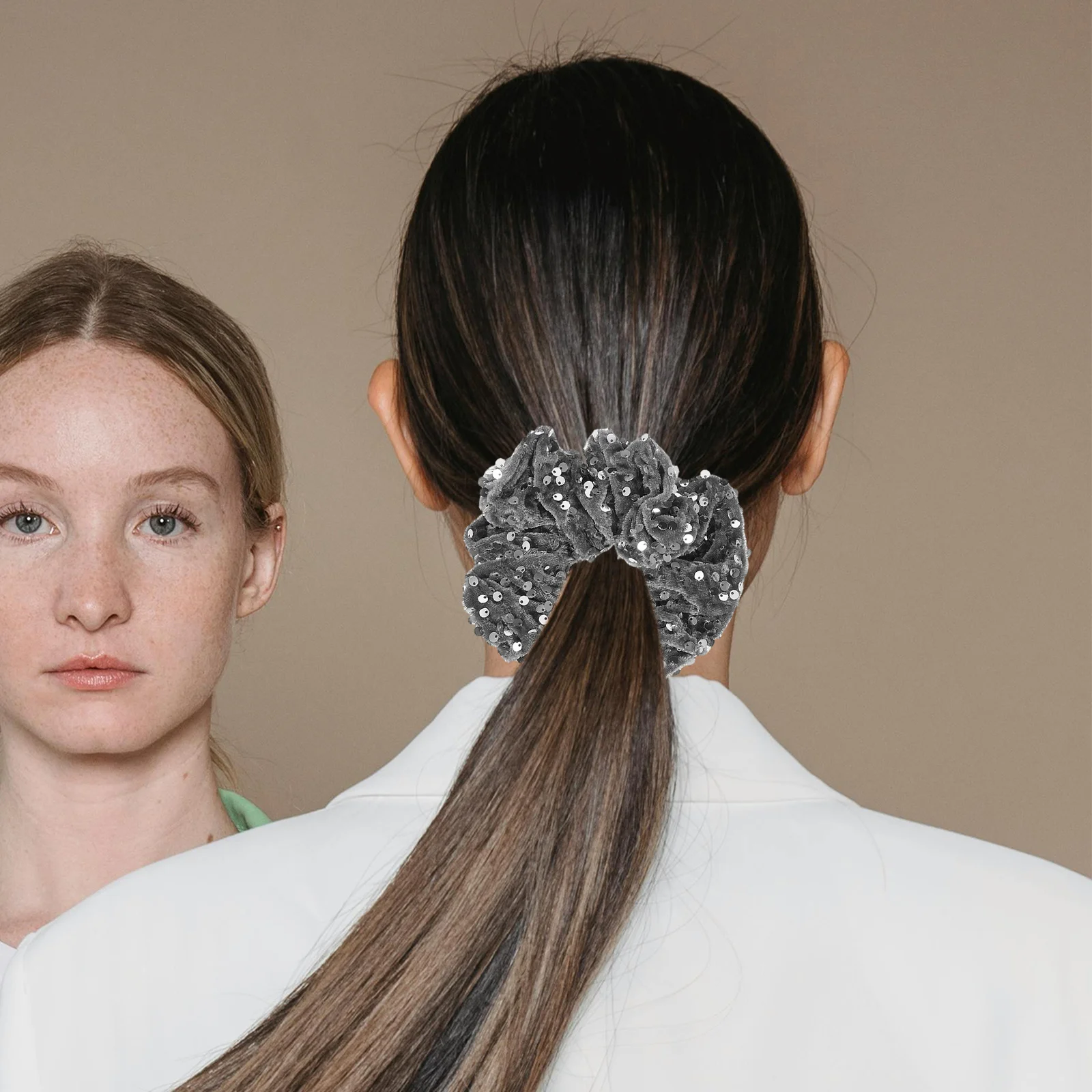 

2Pcs Hair Ties Elastic Scrunchies Women Sequins Ponytail Holders Long-Lasting Hair Accessories Ponytail Holders