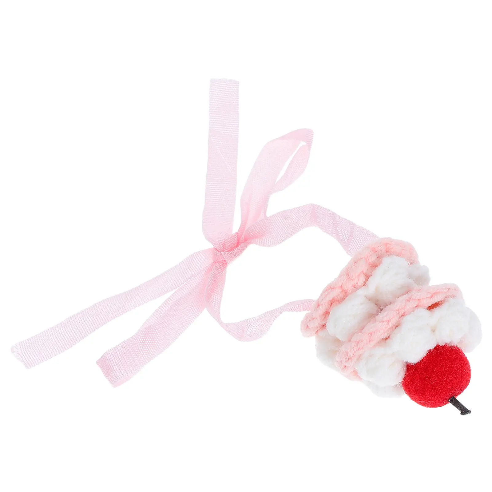 Mini Crochet Hat Strawberry Cake Inspired Knitted Tiny Cap Handmade for 10-17Cm Stuffed Animal Birthday Celebration Decorative