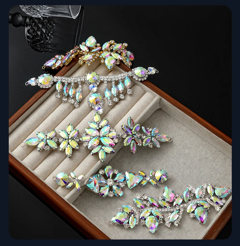 5 Stück Strass-Dekoration Kristall-Diamant-Accessoires DIY-Handwerk Hochzeits-Abendkleid Funkelnde Strass-Nähzubehörteile – Detail 1