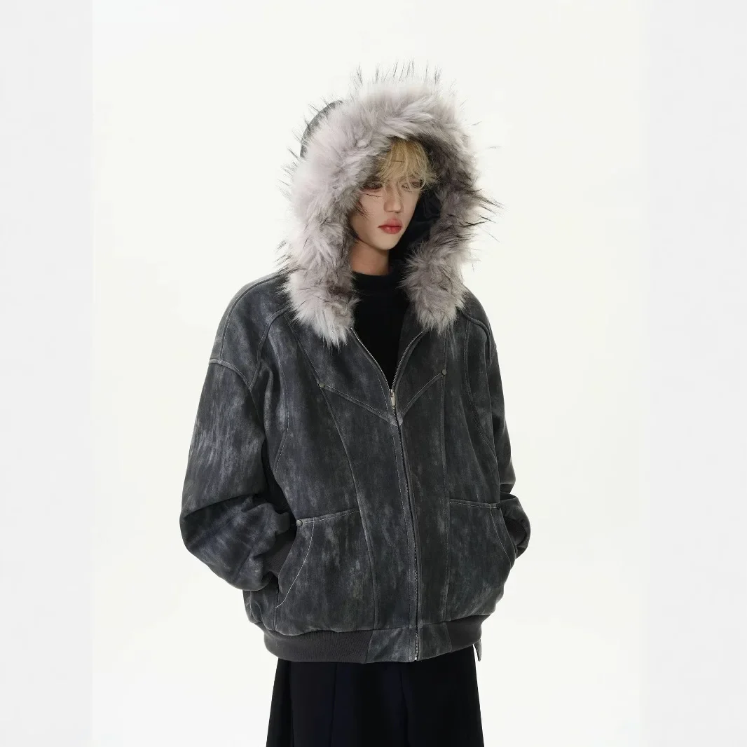 الخريف الشتاء الأمريكية الجديدة الموضة الذكور سترات القمم الرجال التعادل صبغ عادية العصرية بسيطة الأساسية طويلة الأكمام مقنعين معاطف مبطن #2