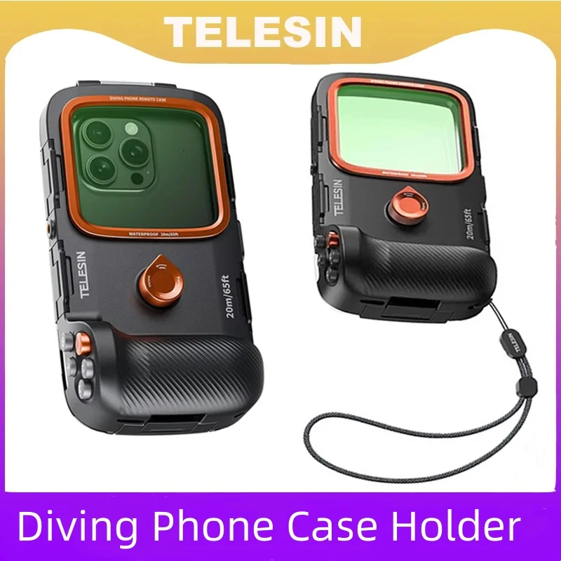 TELESIN Diving Waterproof Phone Camera Shoot Hand Grip Phone Case Holder Shooting Aid Remote Control Handle for Smart Phone