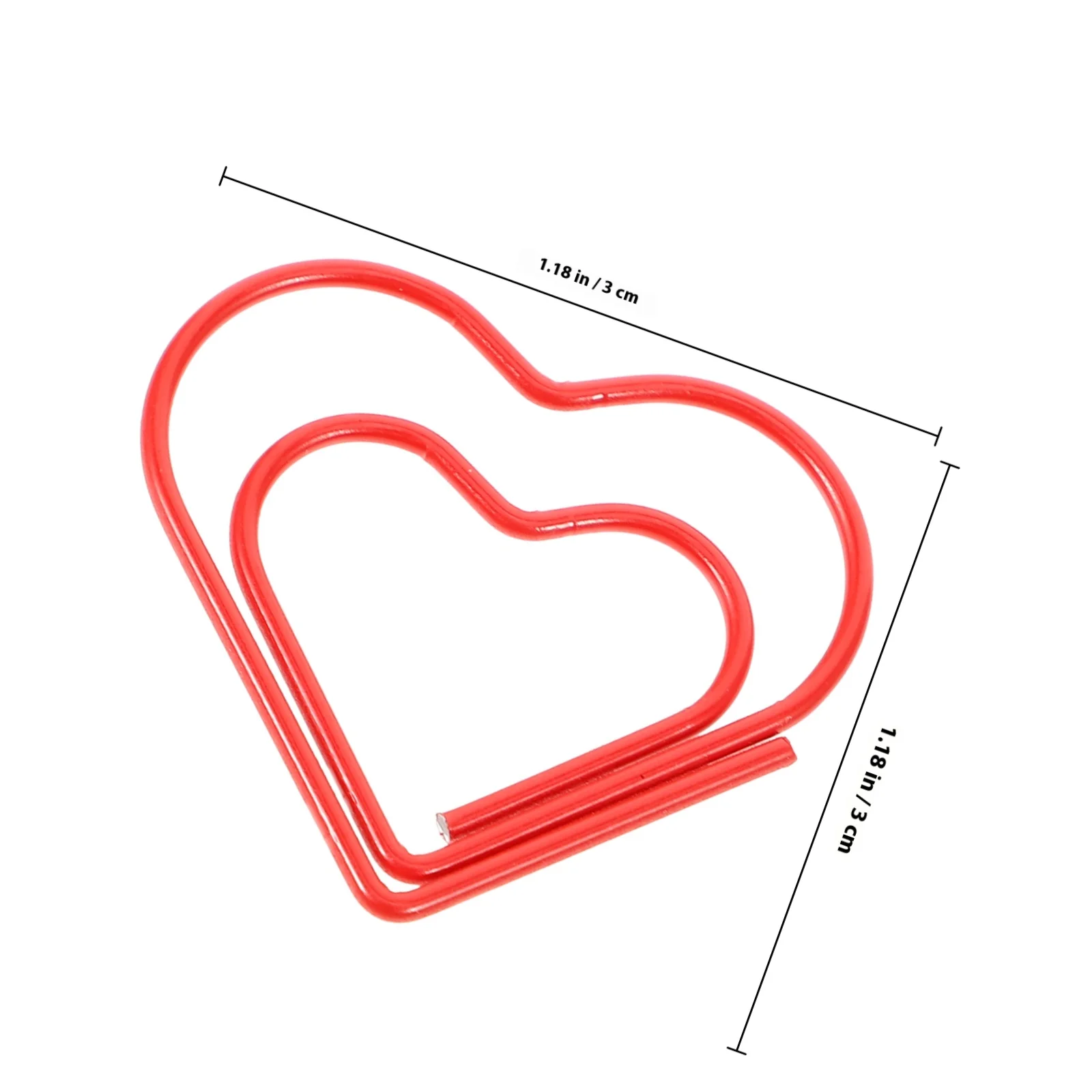 100Pcs Heart Paperclips Red Decorative Paper Clips Nonskid Compact Design for Files Documents Pin Stationery Office Accessories