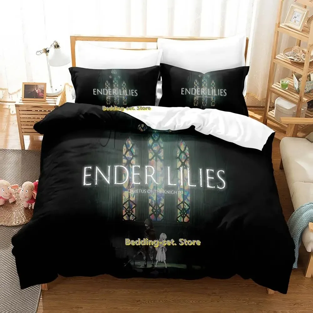 New ENDER LILIES Quietus of the Knights Bedding Set Cartoon Anime three-piece set Adult Kid Bedroom Duvetcover Sets 3D Print