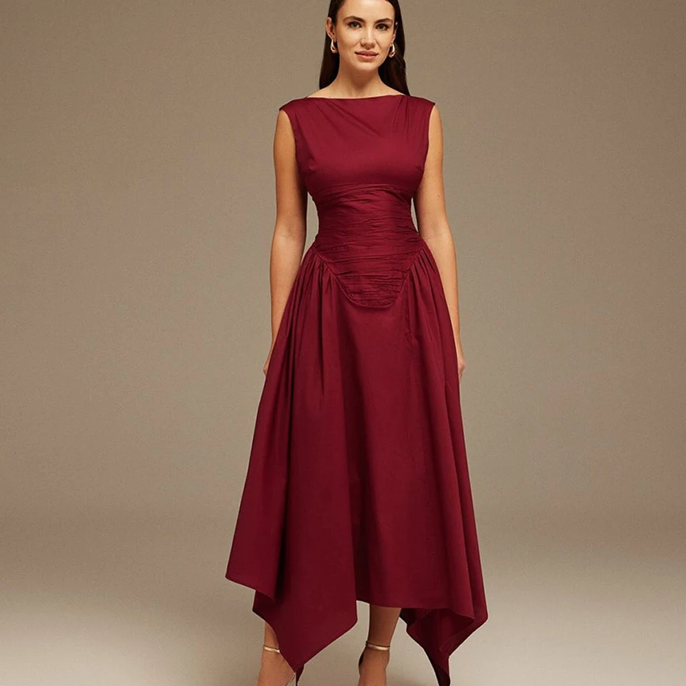 

Temperament Sleeveless Evening Dress Graceful Customized Special Occasion Gowns Modern Burgundy Jersey Bespoke Occasion Gown
