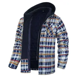 Winter Checkered Hooded Jacket Men Loose Thickened Cotton Windproof Jacket Warm Comfort Outdoor Multiple Colors Casual Clothes