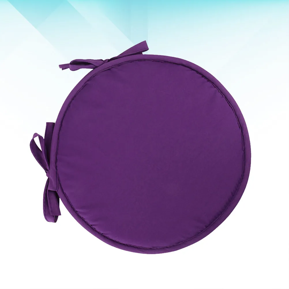 1Pcs Round Seat Cushion Purple Thickened Sponge Chair Cushion for Home Office Restaurant Dining Sofa Seat Pad with Straps