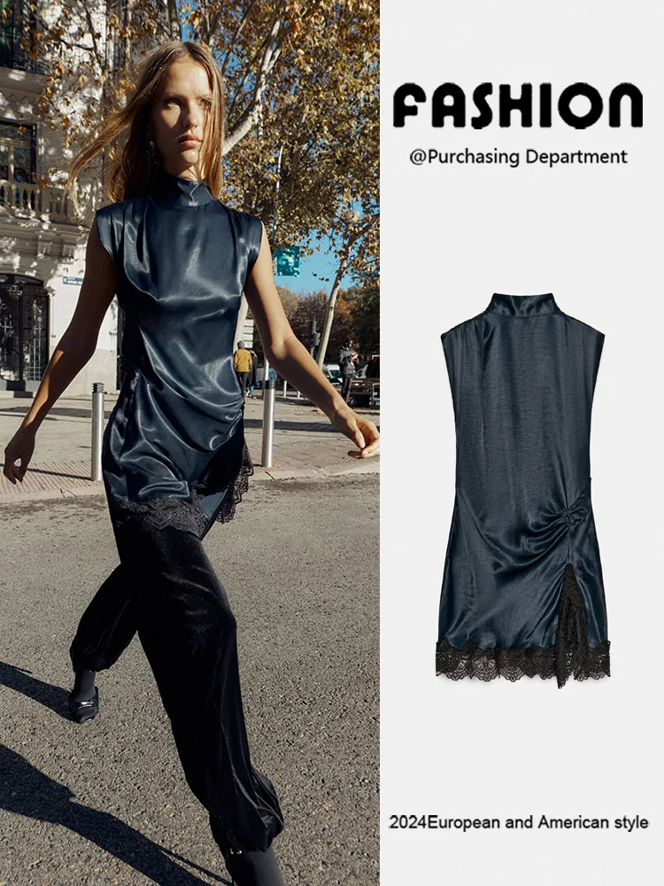 Ele Silk Satin Lace  Dr Winter New Arrival Women's Faion Patchwork Design Classy Ele Sle Ladies' Gown