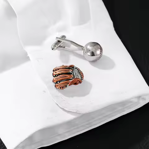Funny Mens Baseball Glove ShapedCopper Cufflinks Sports Brass Cuff Button