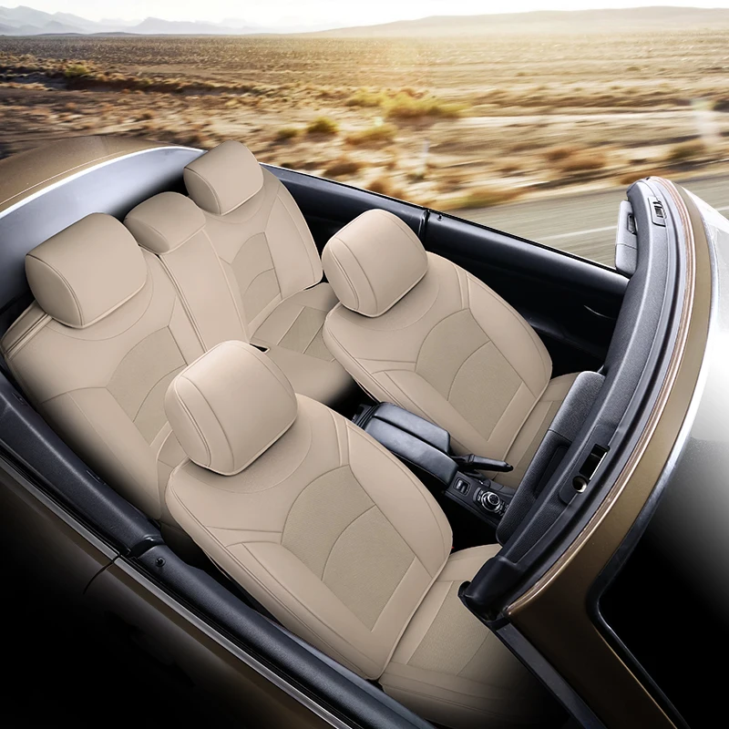 

5-seat Car Seat Cover, Vegan Leather, Four-season Universal, Suitable for 2009 Dodge Caliber,Car Interior Accessories